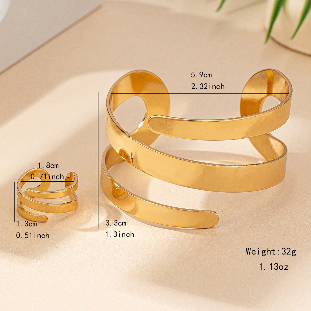Geometric Hollow-out Bracelet Geometric Hollow-out Ring Jewelry