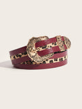 Punk-style Womens Carved-buckle Leather Belt