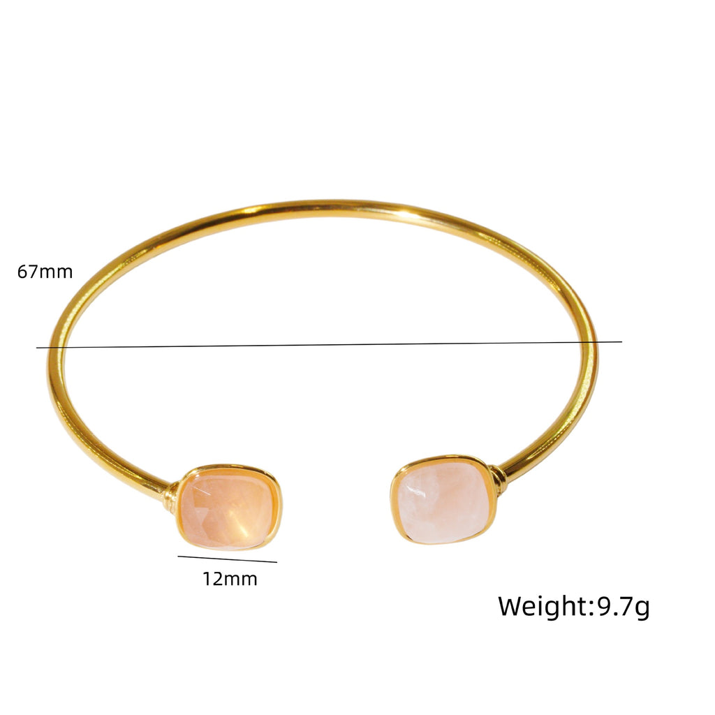 Stainless Steel Bracelet With Two Gemstone Inlays