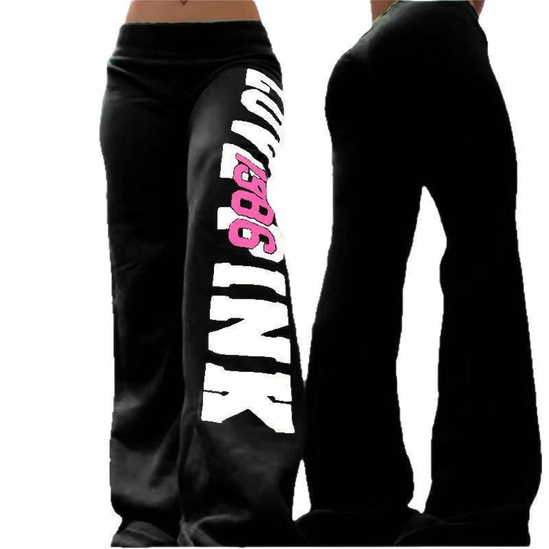 European And American-style Letter-printed Straight-leg Sweatpants