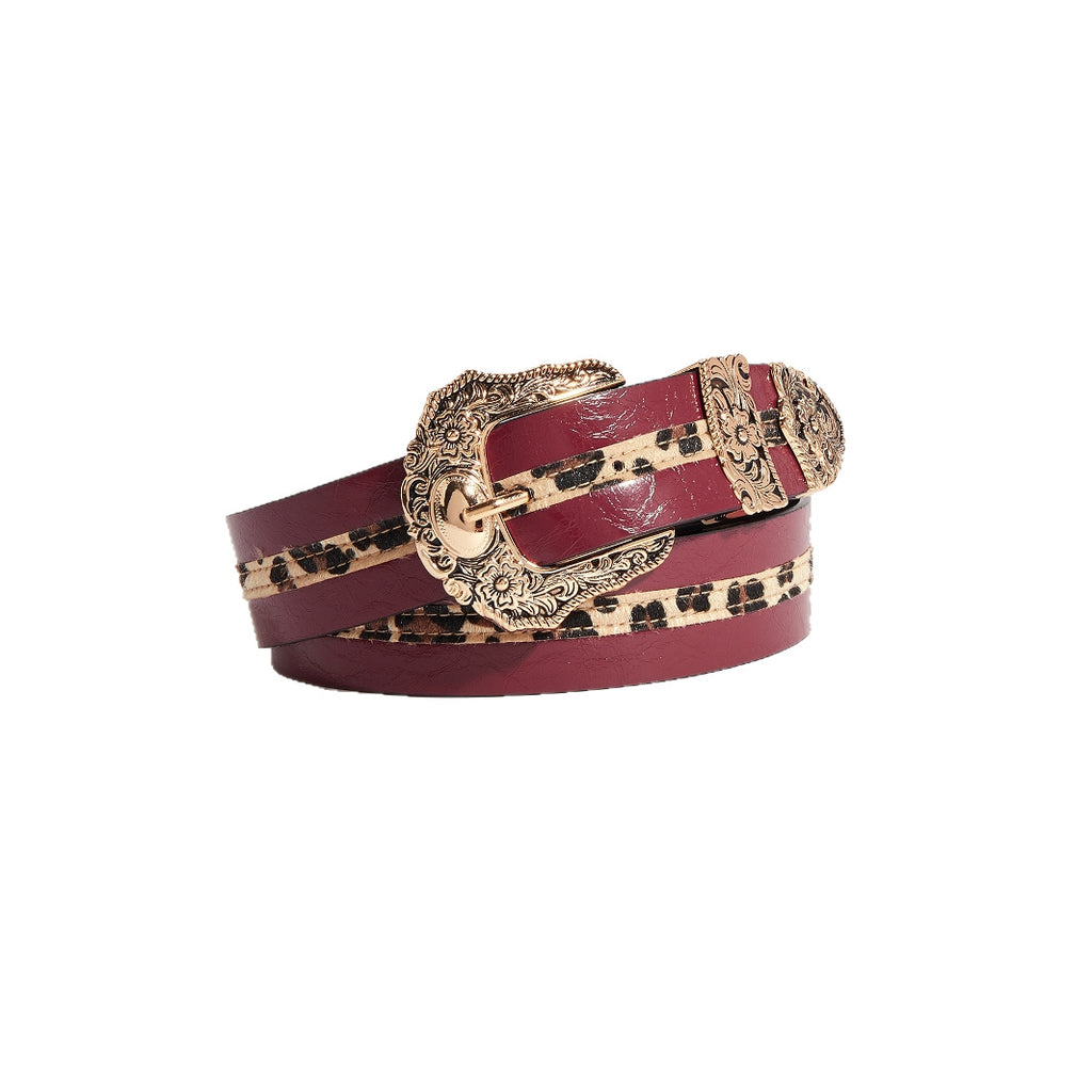 Punk-style Womens Carved-buckle Leather Belt