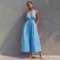 Resort-Style V-Neck Lace-Up Jumpsuit