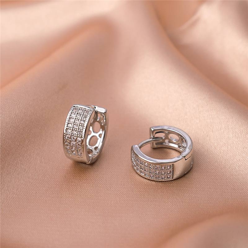 Elegant Copper Zircon Round Ear Clips For Women