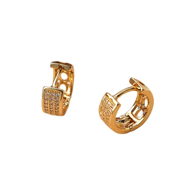 Elegant Copper Zircon Round Ear Clips For Women