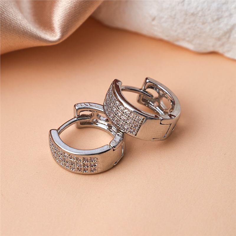 Elegant Copper Zircon Round Ear Clips For Women