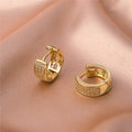 Elegant Copper Zircon Round Ear Clips For Women