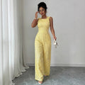Solid-color Off-shoulder Wide-leg Womens Jumpsuit