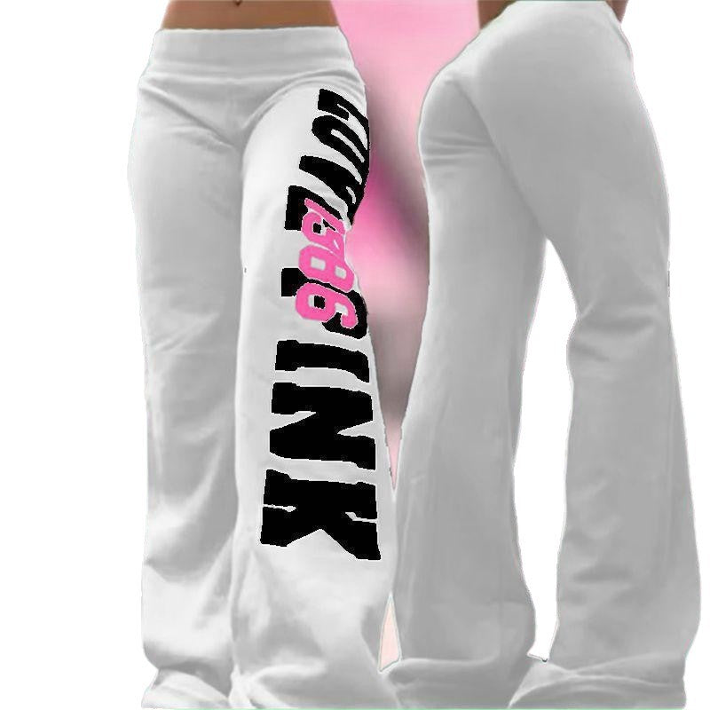 European And American-style Letter-printed Straight-leg Sweatpants