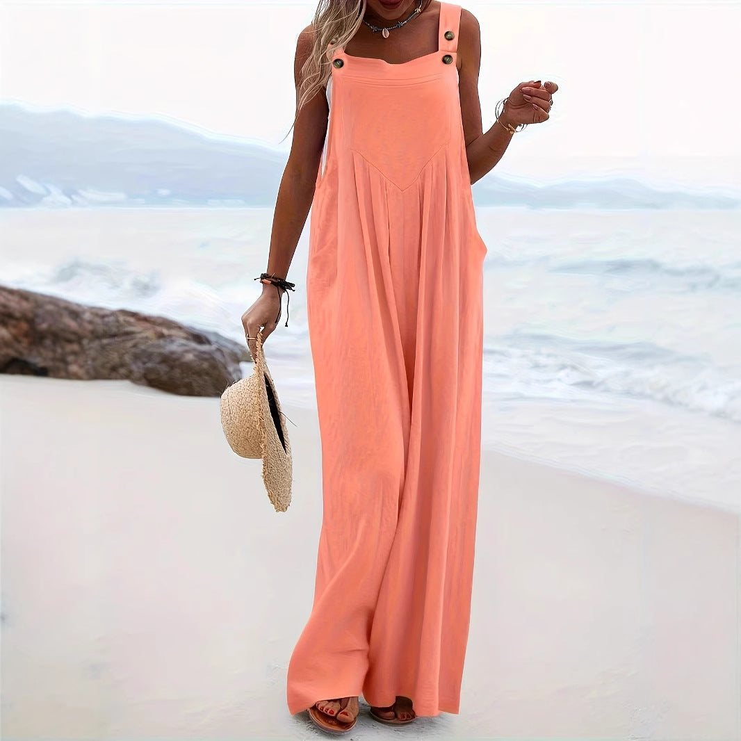 Sleeveless Solid-color Jumpsuit Multi-color Wide-leg Overalls