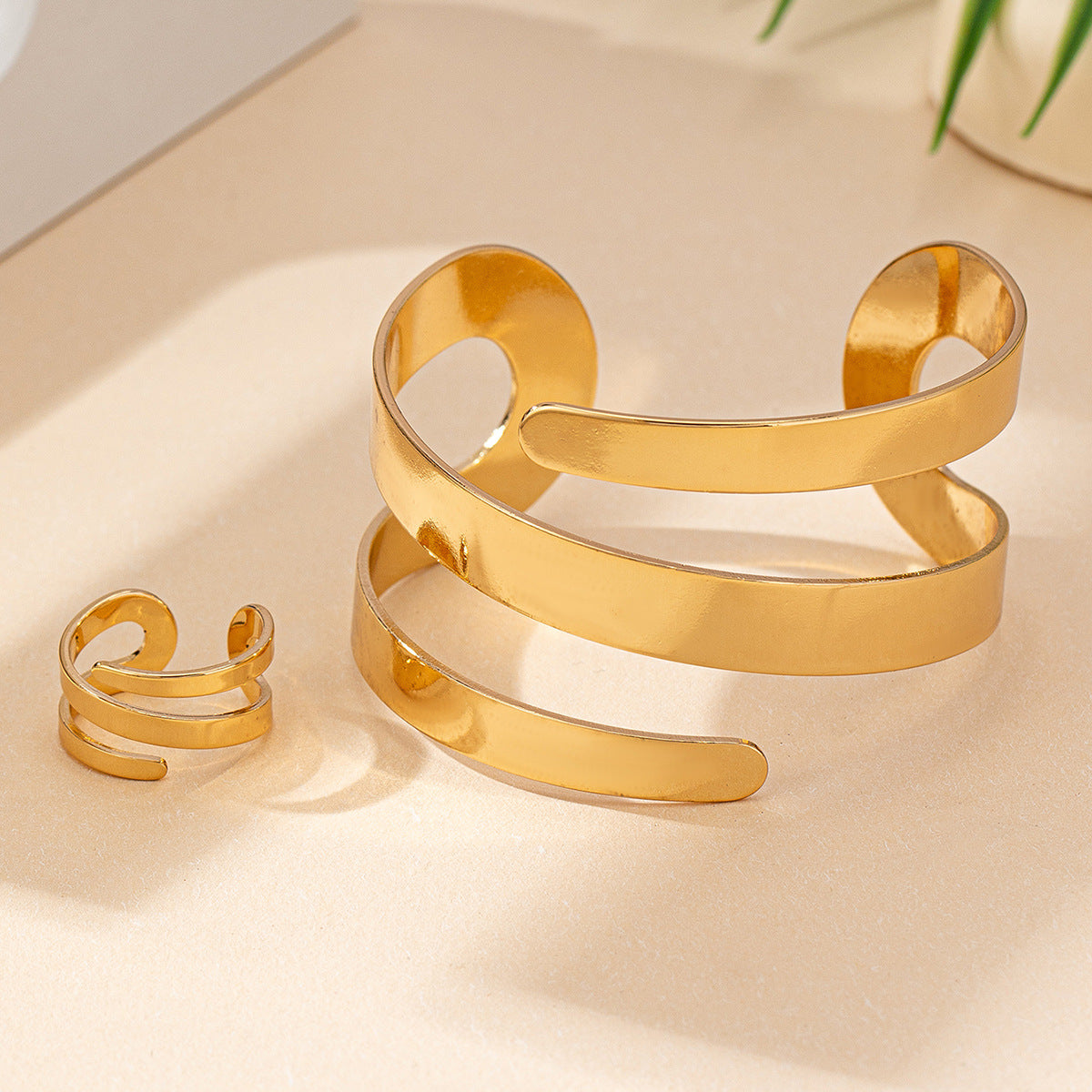 Geometric Hollow-out Bracelet Geometric Hollow-out Ring Jewelry