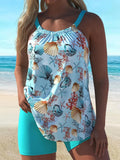 Women's Two-piece Sky-blue Quick-dry Tankini